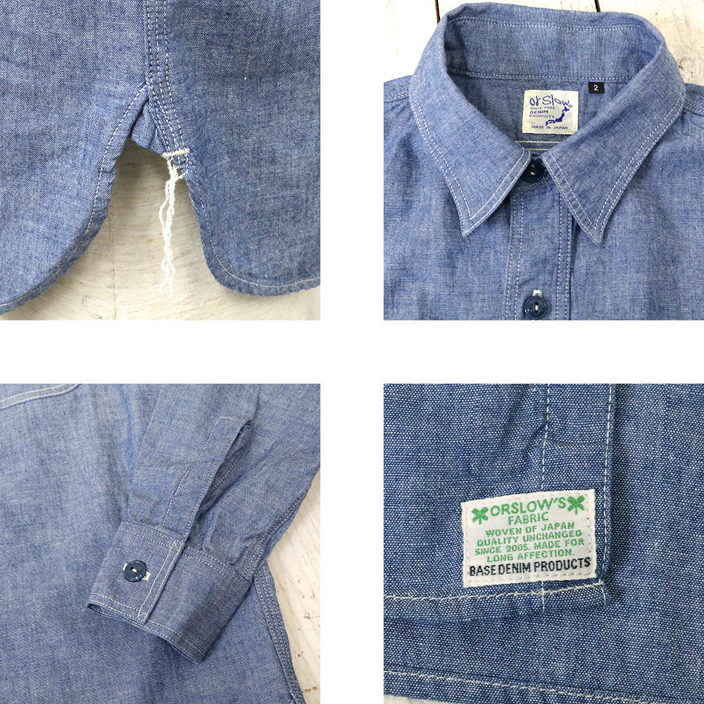 orSlow : SLIM FIT WORK SHIRT (CHAMBRAY) (01-8070-84)