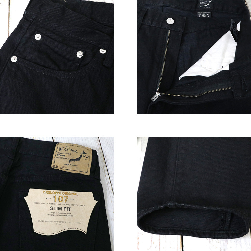 orSlow : 107 IVY FIT BLACK DENIM (BLACK)