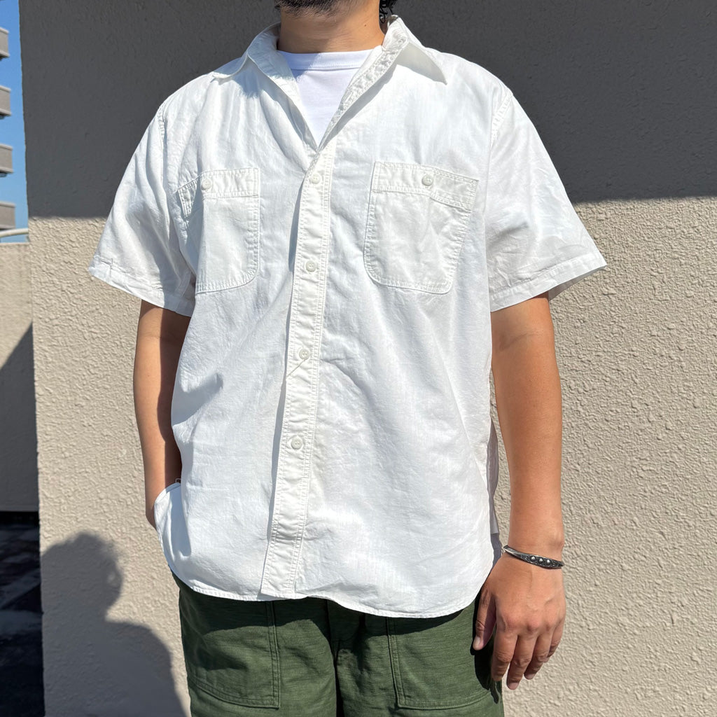 orSlow : SHORT SLEEVE CHAMBRAY WORK SHIRTS (WHITE) (01-V8170-69)