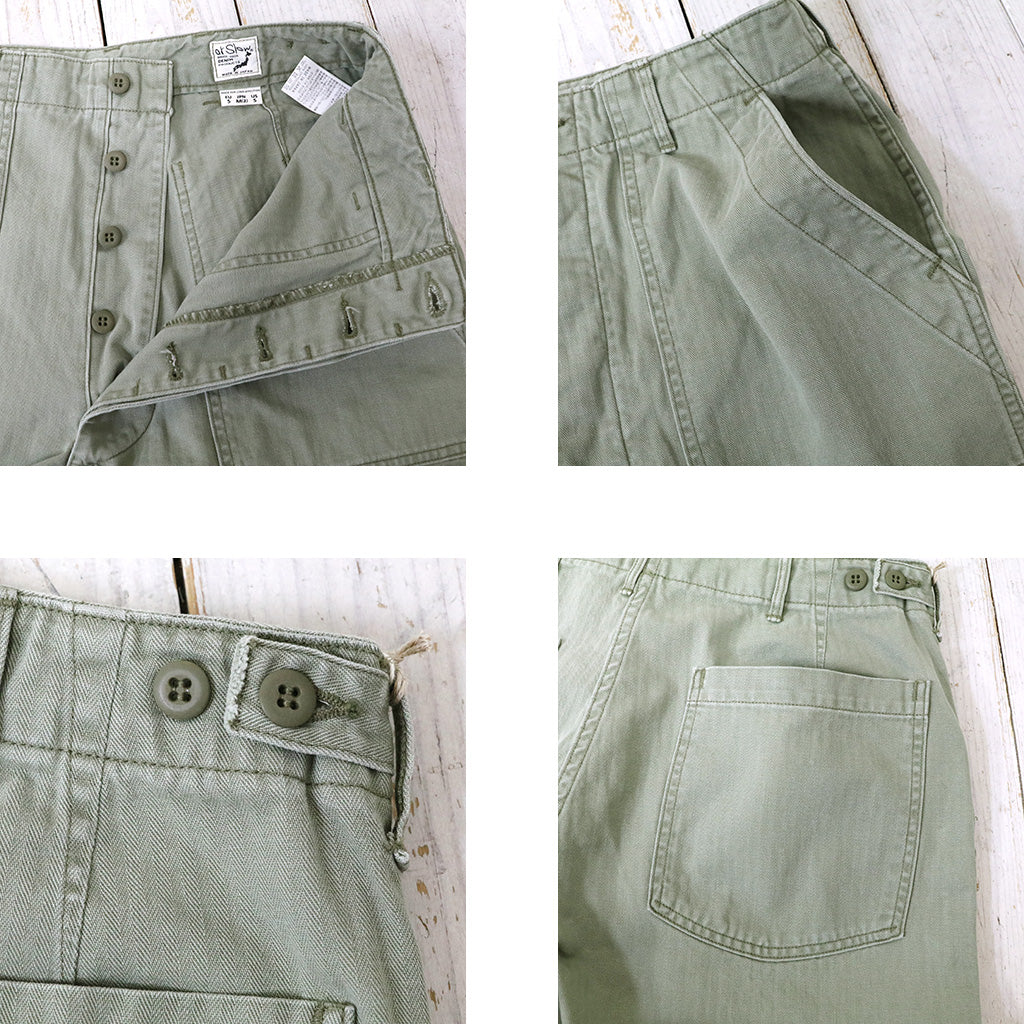 orSlow : HERRINGBONE SUMMER FATIGUE PANTS (GREEN)