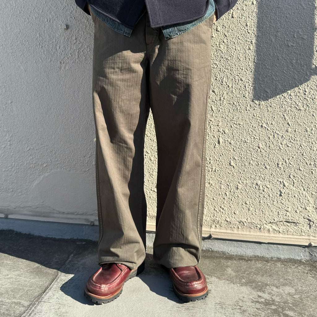 orSlow : WIDE FIT FRENCH WORK PANTS (COFFEE BROWN)
