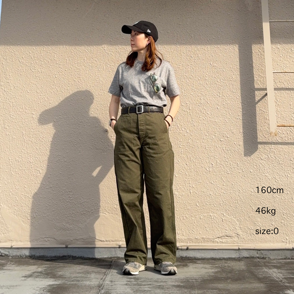 orSlow : WIDE FIT FRENCH WORK PANTS (ARMY GREEN) (03-5011-76)