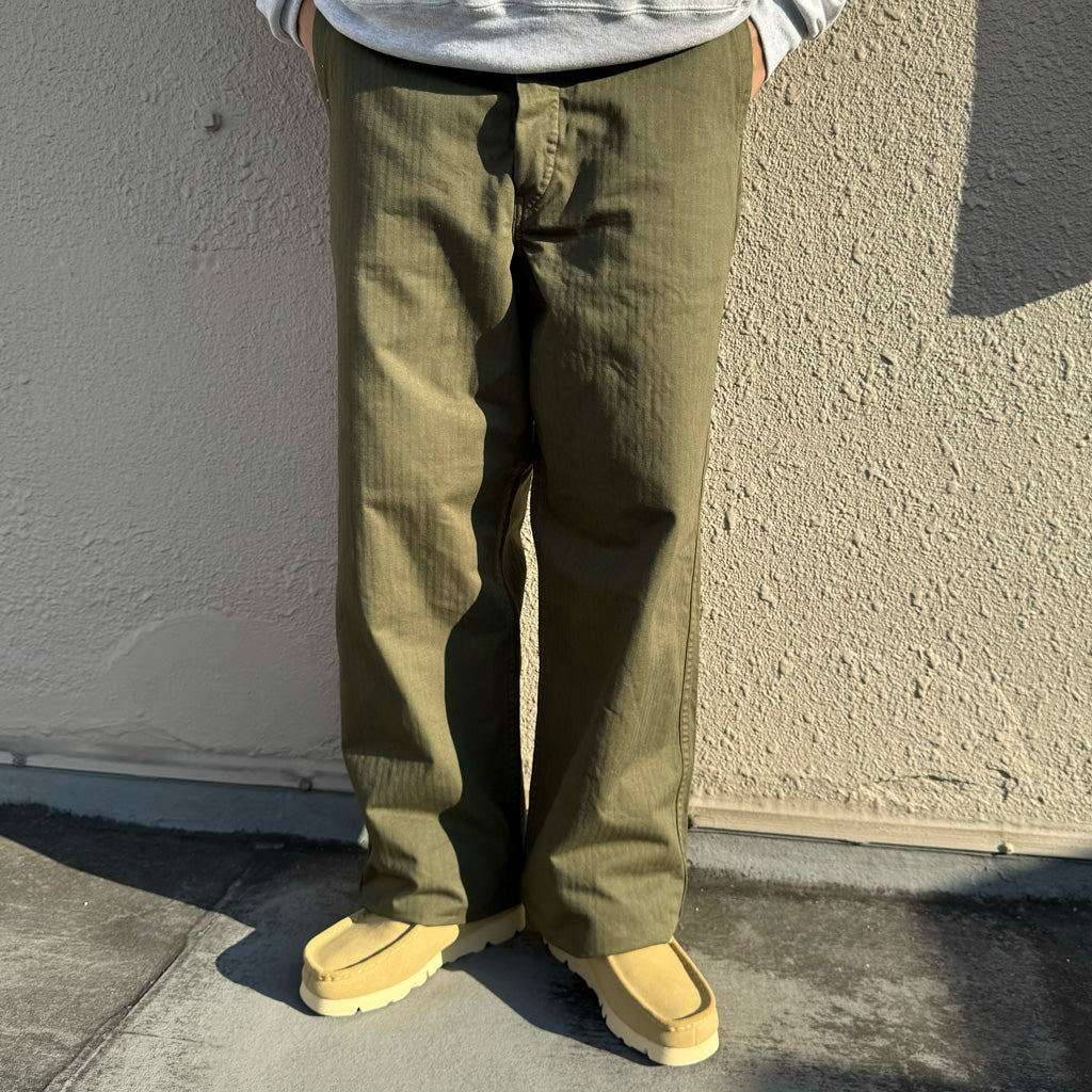 orSlow : WIDE FIT FRENCH WORK PANTS (ARMY GREEN) (03-5011-76)
