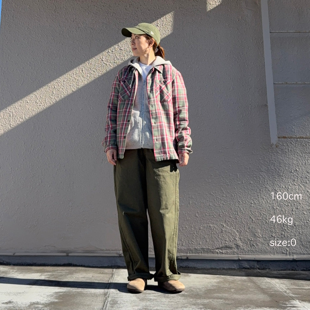 orSlow : WIDE FIT FRENCH WORK PANTS (ARMY GREEN) (03-5011-76)