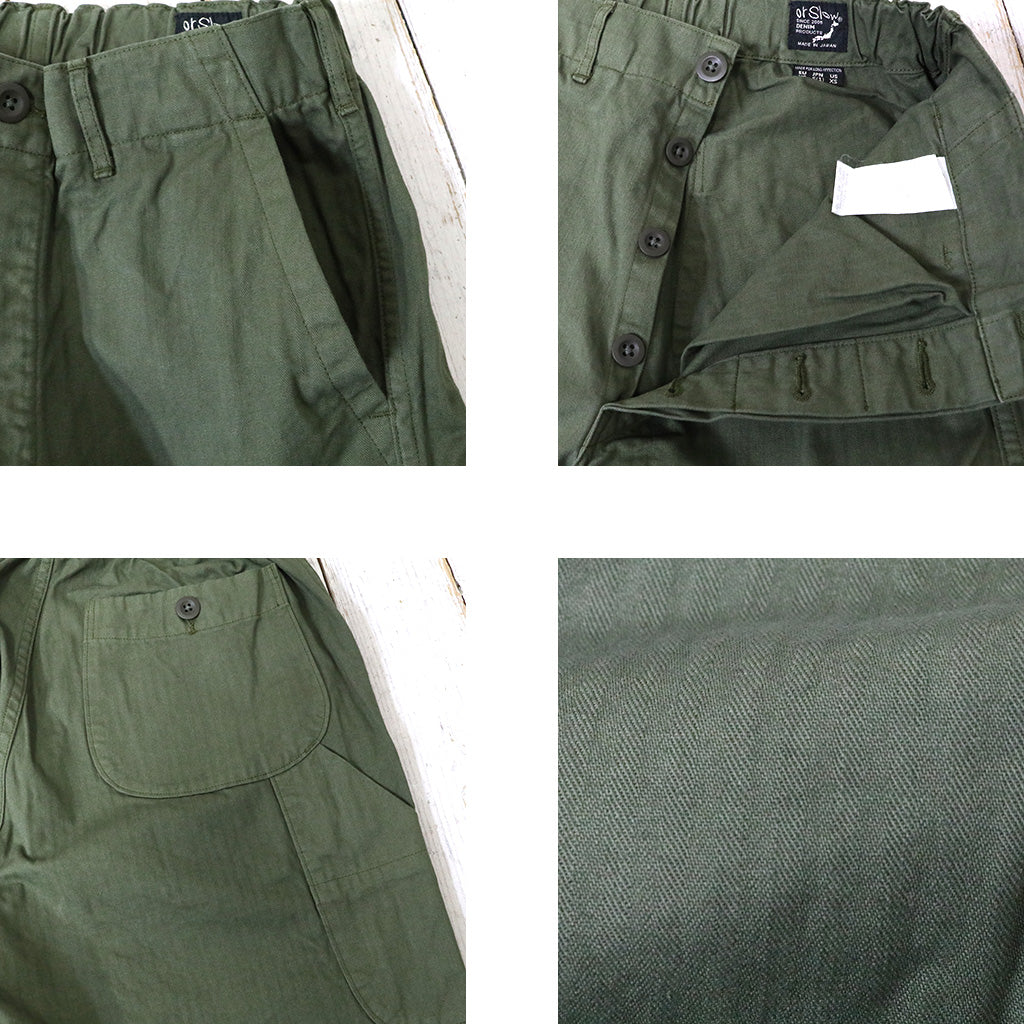 orSlow : WIDE FIT FRENCH WORK PANTS (ARMY GREEN) (03-5011-76)
