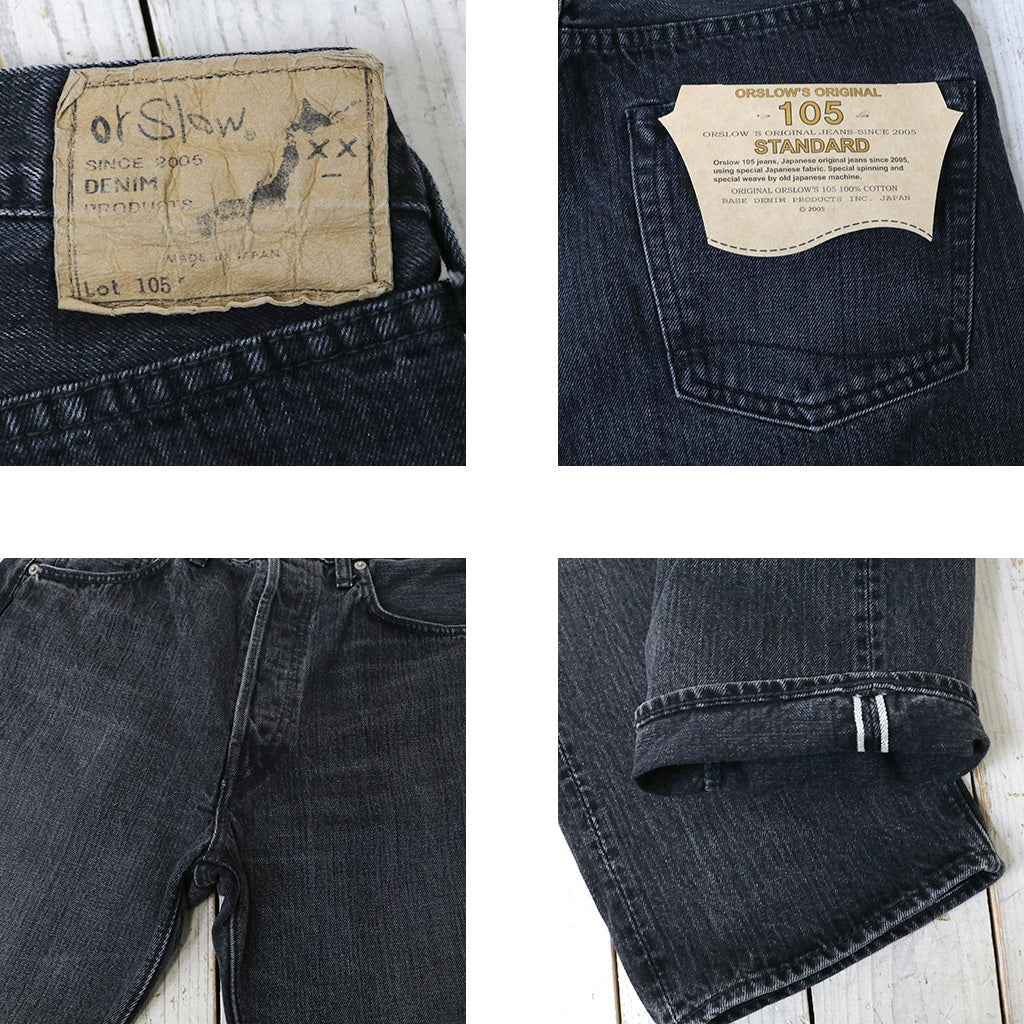 orSlow『105 STANDARD SELVEDGE BLACK DENIM STONE』