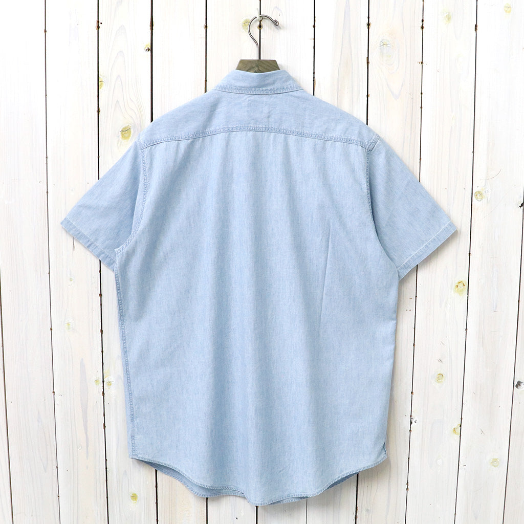 orSlow : SHORT SLEEVE CHAMBRAY WORK SHIRT WITH FLAP POCKET (CHAMBRAY BLEACH)