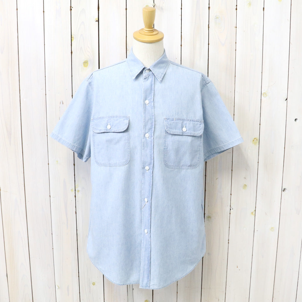 orSlow : SHORT SLEEVE CHAMBRAY WORK SHIRT WITH FLAP POCKET (CHAMBRAY BLEACH)