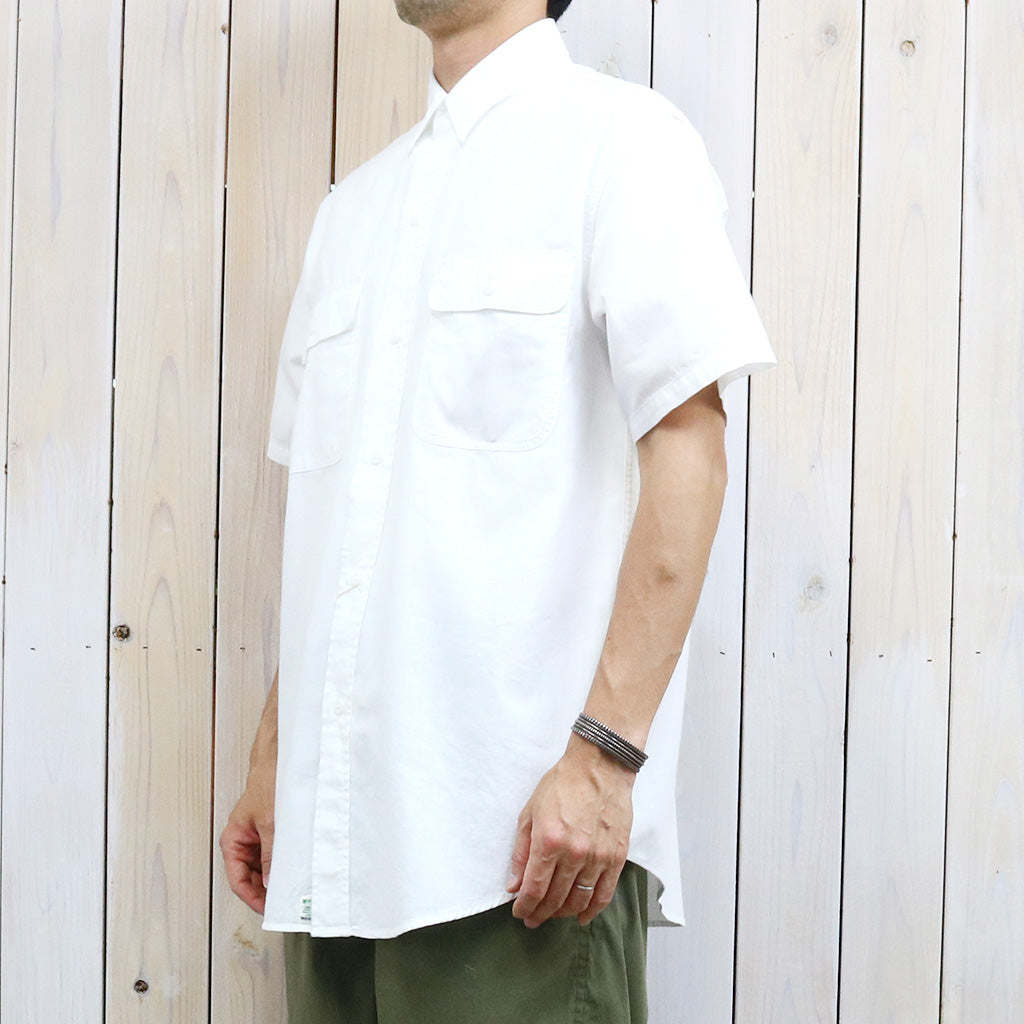 orSlow : SHORT SLEEVE WHITE CHAMBRAY WORK SHIRT WITH FLAP POCKET (WHITE)