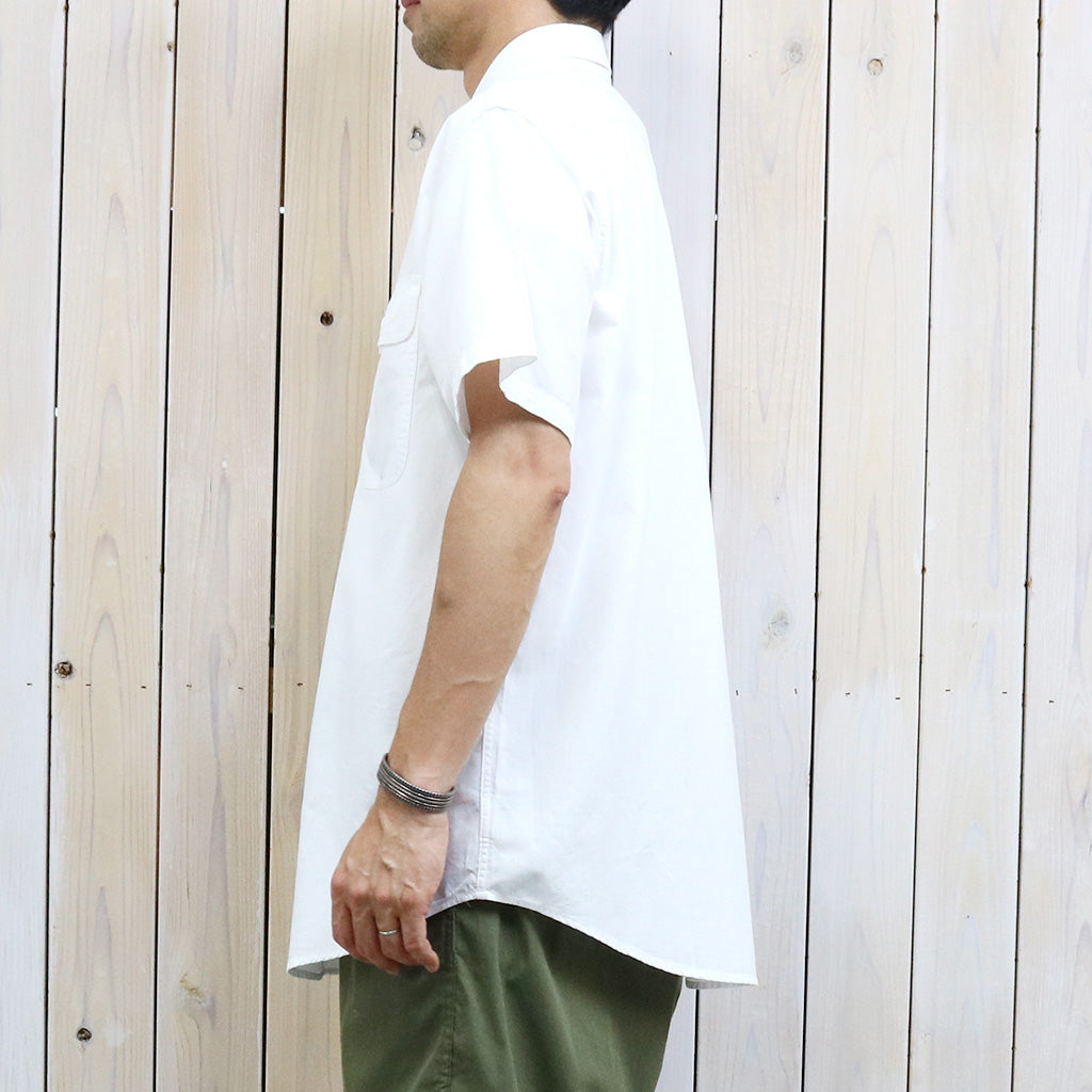 orSlow : SHORT SLEEVE WHITE CHAMBRAY WORK SHIRT WITH FLAP POCKET (WHITE)