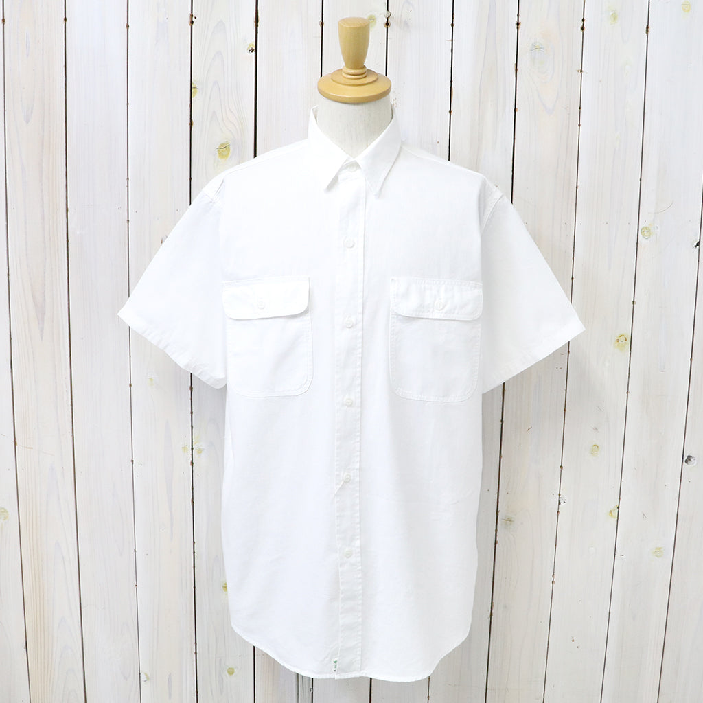 orSlow : SHORT SLEEVE WHITE CHAMBRAY WORK SHIRT WITH FLAP POCKET (WHITE)