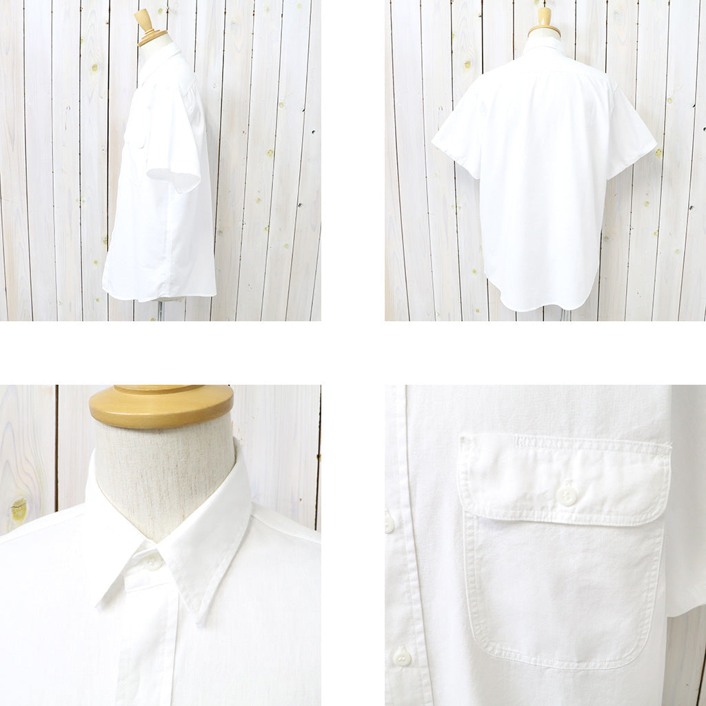 orSlow : SHORT SLEEVE WHITE CHAMBRAY WORK SHIRT WITH FLAP POCKET (WHITE)