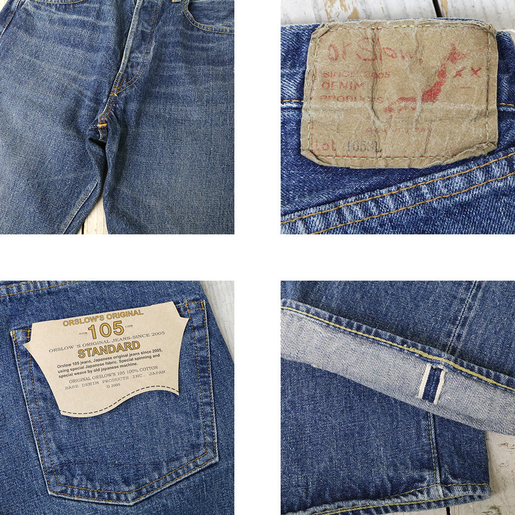 orSlow : SHORT LENGTH 105 STANDARD SELVEDGE DENIM (2YEAR WASH) (01-1050SL-84)
