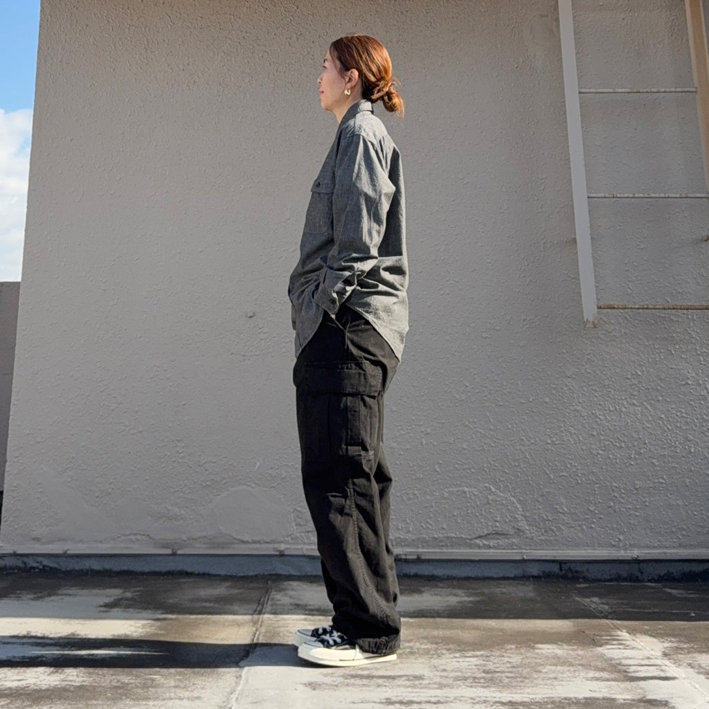 orSlow : BLACK CHAMBRAY WORK SHIRT (BLACK)