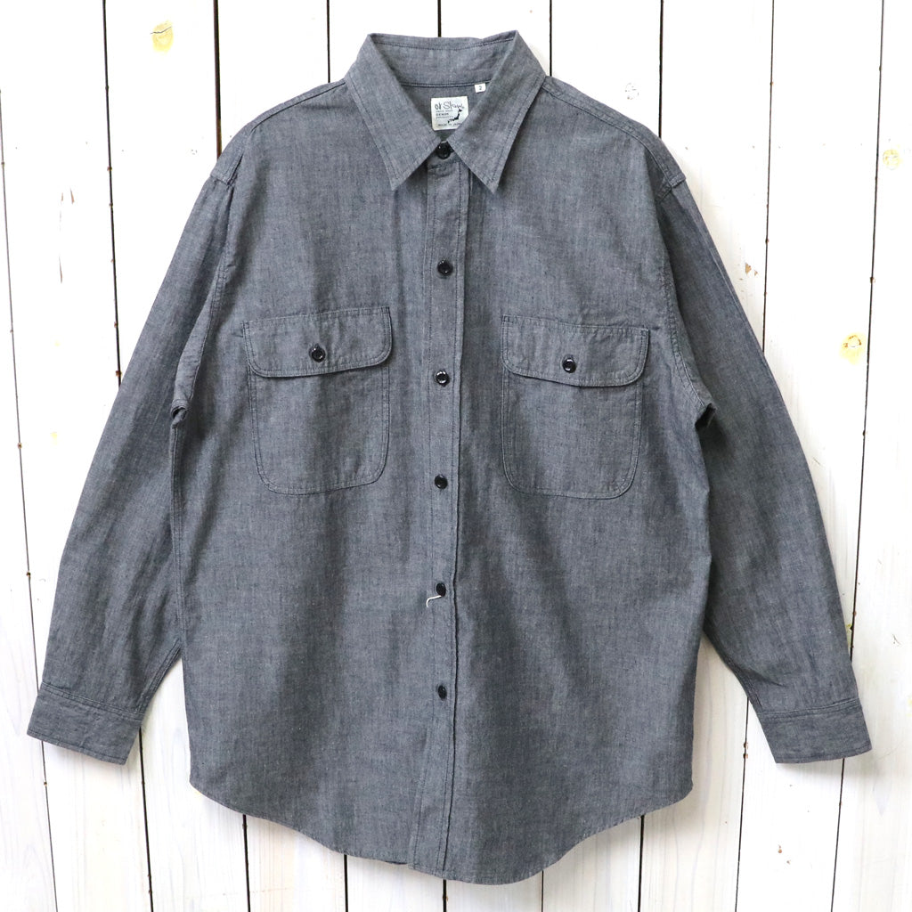 orSlow : BLACK CHAMBRAY WORK SHIRT (BLACK)