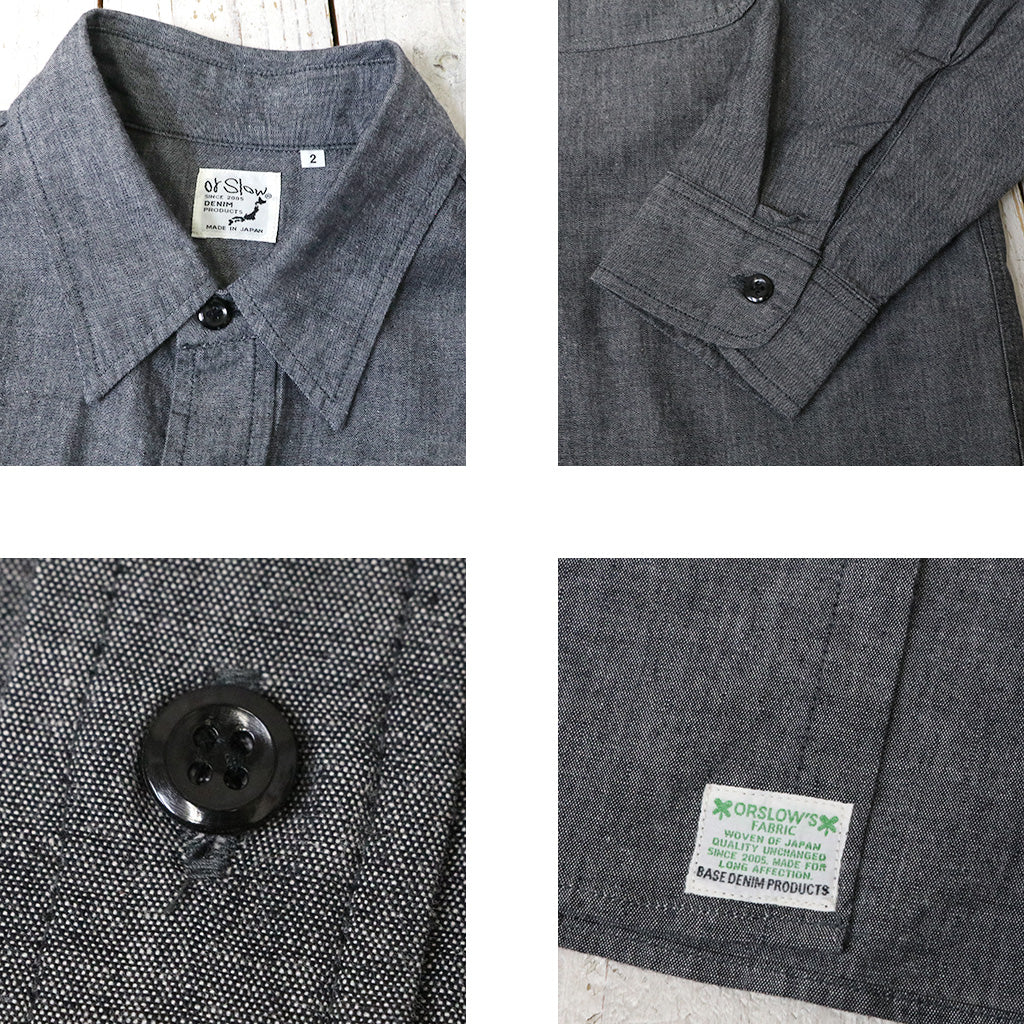 orSlow : BLACK CHAMBRAY WORK SHIRT (BLACK)