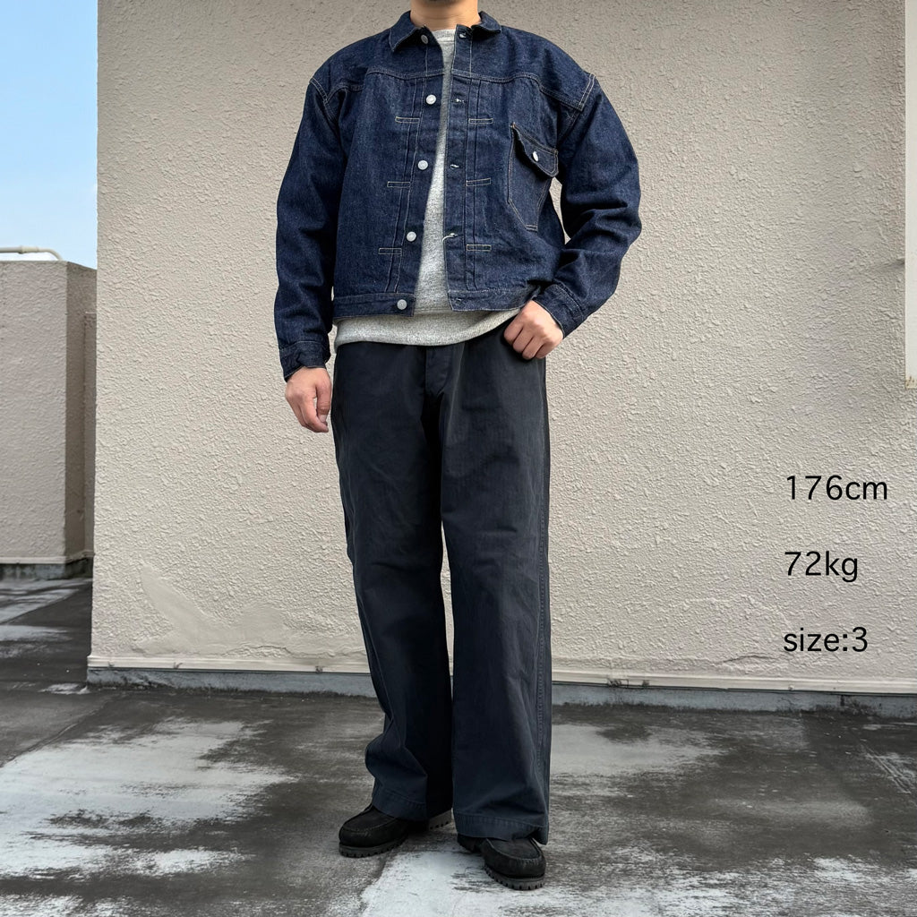 orSlow : USMC HERRINGBONE WIDE FIT UTILITY TROUSERS (BLACK)