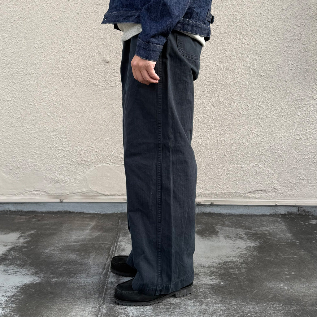 orSlow : USMC HERRINGBONE WIDE FIT UTILITY TROUSERS (BLACK)