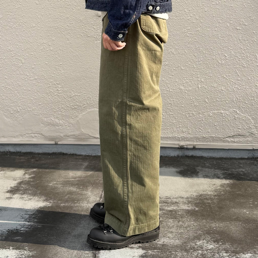 orSlow : USMC HERRINGBONE WIDE FIT UTILITY TROUSERS (DARK OLIVE)