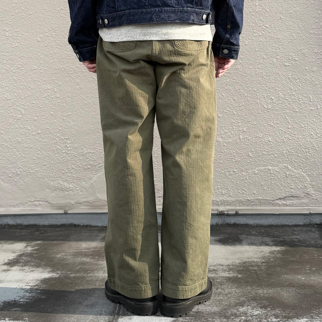 orSlow : USMC HERRINGBONE WIDE FIT UTILITY TROUSERS (DARK OLIVE)