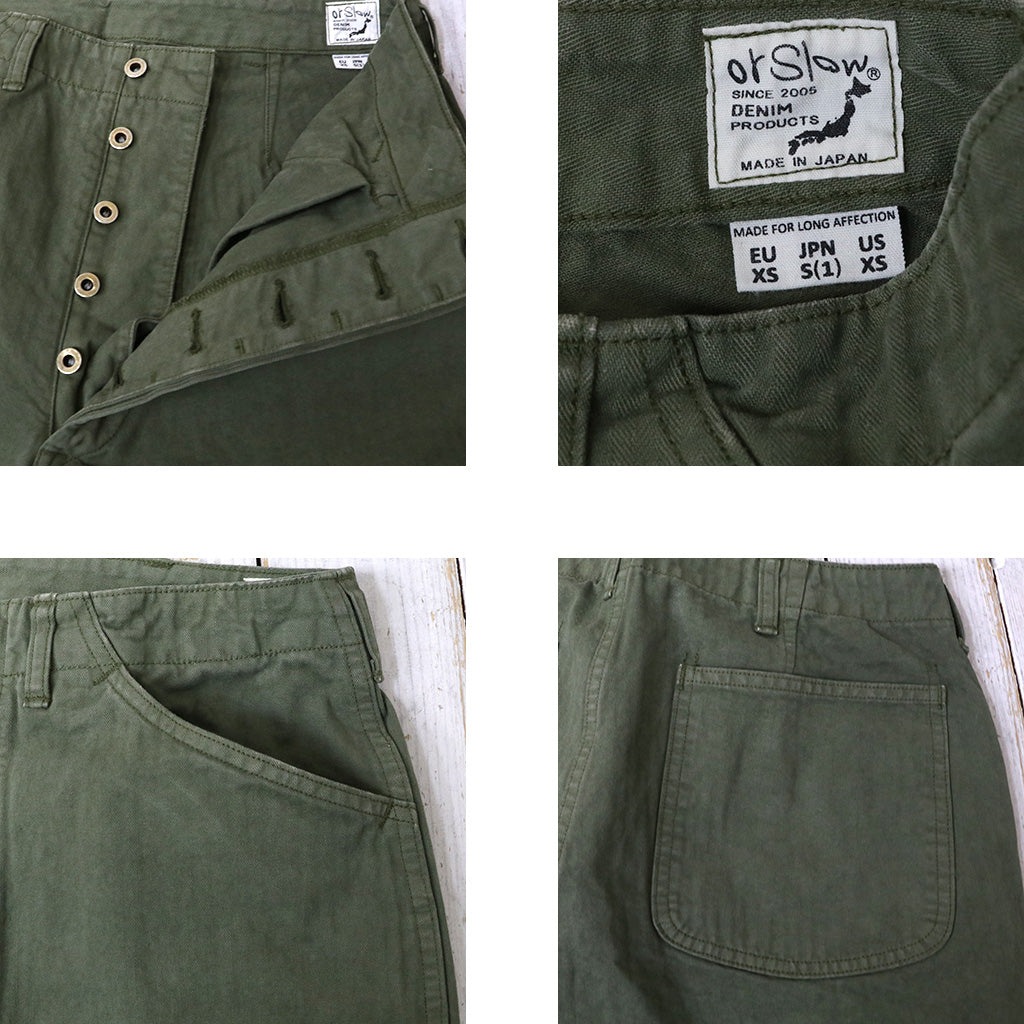 orSlow : USMC HERRINGBONE WIDE FIT UTILITY TROUSERS (DARK OLIVE)