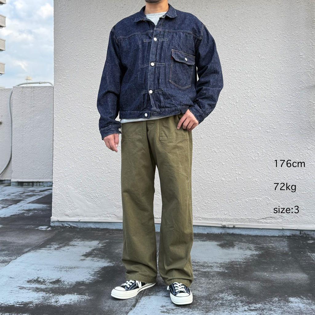 orSlow : HERRINGBONE VINTAGE FIT FATIGUE PANTS (ARMY GREEN)