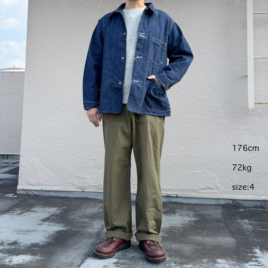 orSlow : HERRINGBONE VINTAGE FIT FATIGUE PANTS (ARMY GREEN)