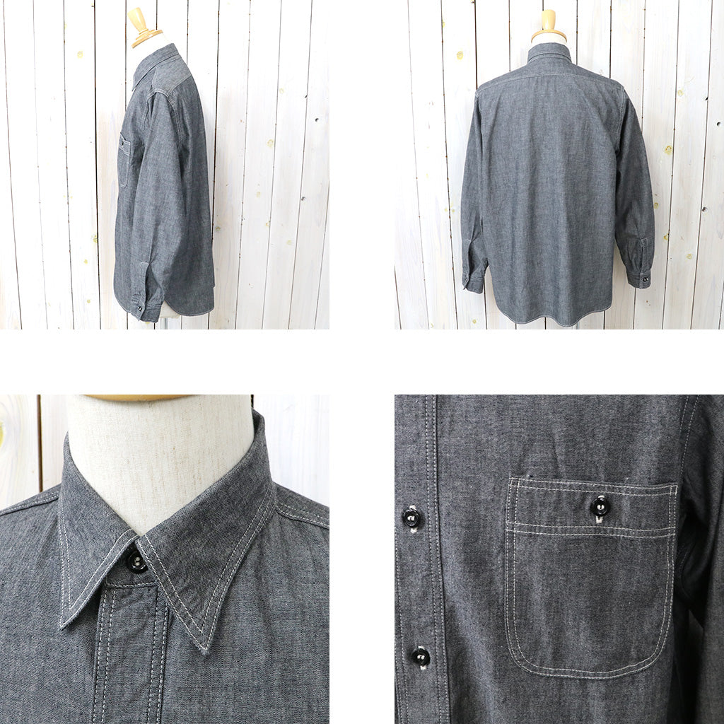 orSlow : RELAX FIT BLACK CHAMBRAY WORK SHIRT (BLACK) (01-8270-61)