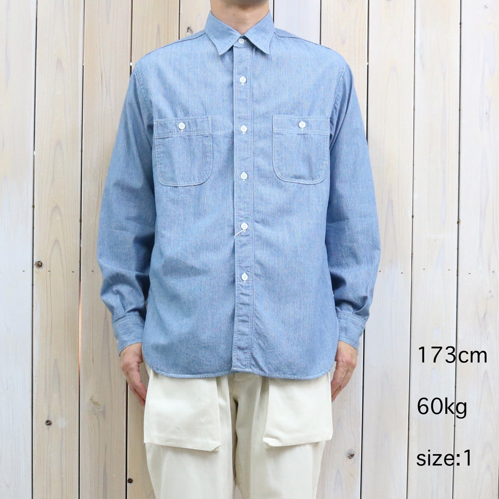 orSlow : RELAX FIT STRIPE CHAMBRAY WORK SHIRT (HICKORY) (01-8270-181)