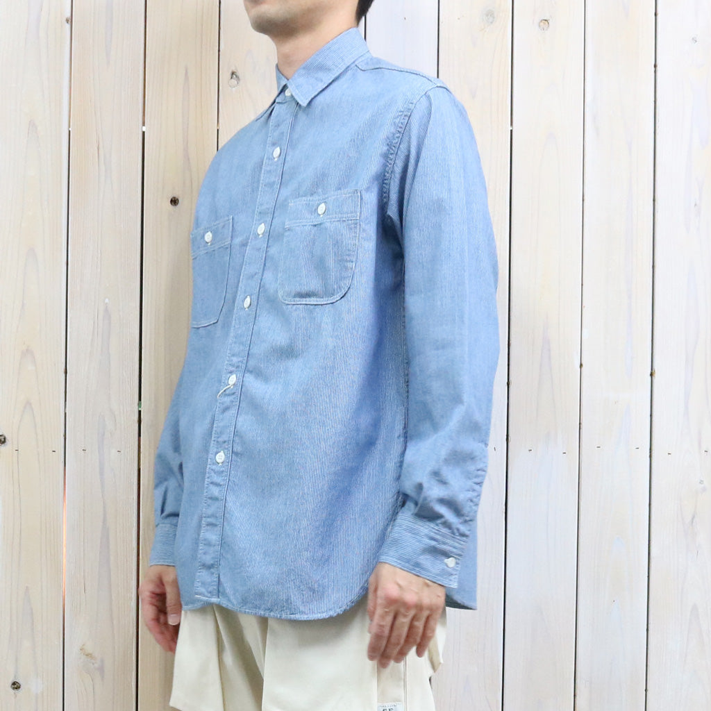 orSlow : RELAX FIT STRIPE CHAMBRAY WORK SHIRT (HICKORY) (01-8270-181)