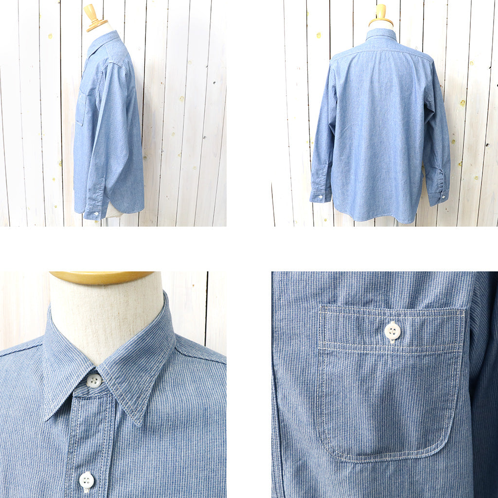 orSlow : RELAX FIT STRIPE CHAMBRAY WORK SHIRT (HICKORY) (01-8270-181)