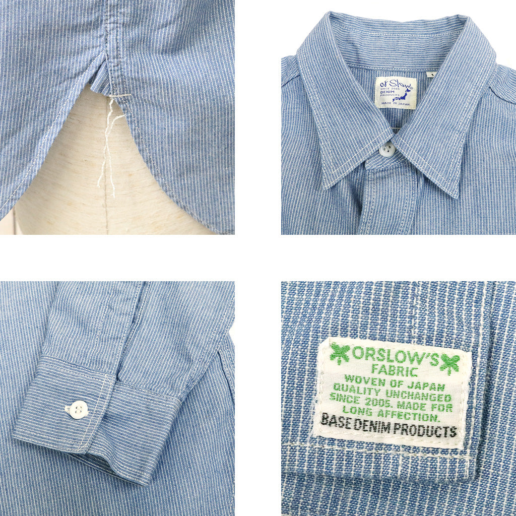 orSlow : RELAX FIT STRIPE CHAMBRAY WORK SHIRT (HICKORY) (01-8270-181)