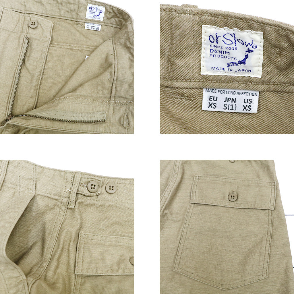 orSlow : SLIM FIT FATIGUE PANTS (SAND BEIGE) (01-5032-72)
