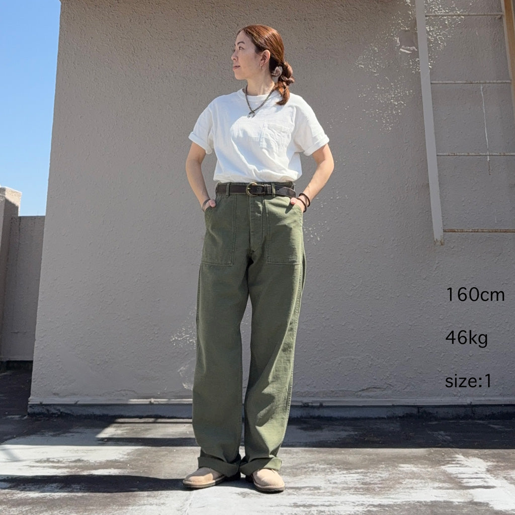 orSlow : REAL USED WASH VINTAGE FIT FATIGUE PANTS (DARK OLIVE STONE) (03-V5002-77S)