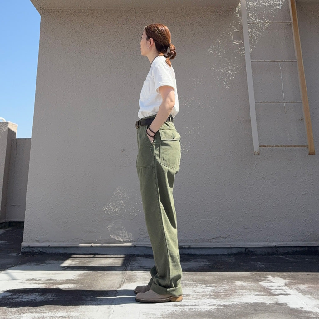 orSlow : REAL USED WASH VINTAGE FIT FATIGUE PANTS (DARK OLIVE STONE) (03-V5002-77S)