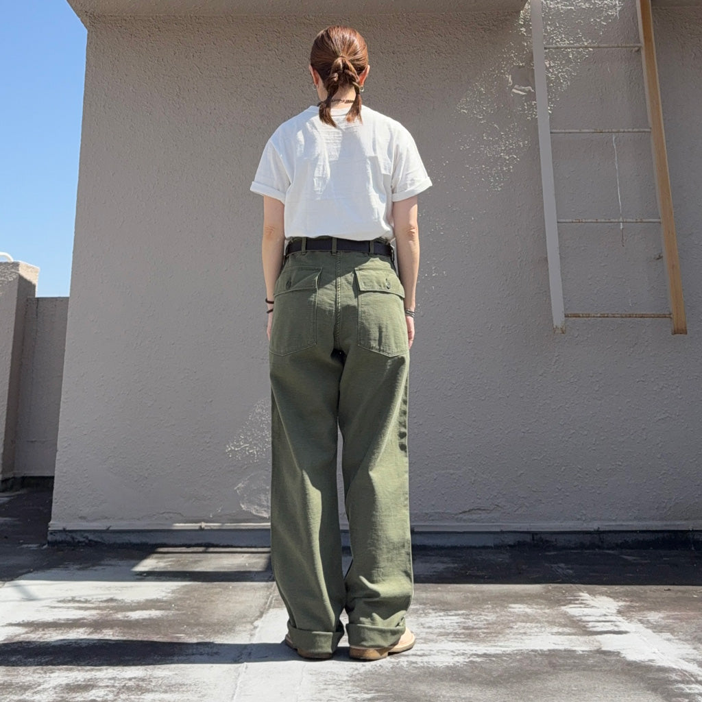 orSlow : REAL USED WASH VINTAGE FIT FATIGUE PANTS (DARK OLIVE STONE) (03-V5002-77S)