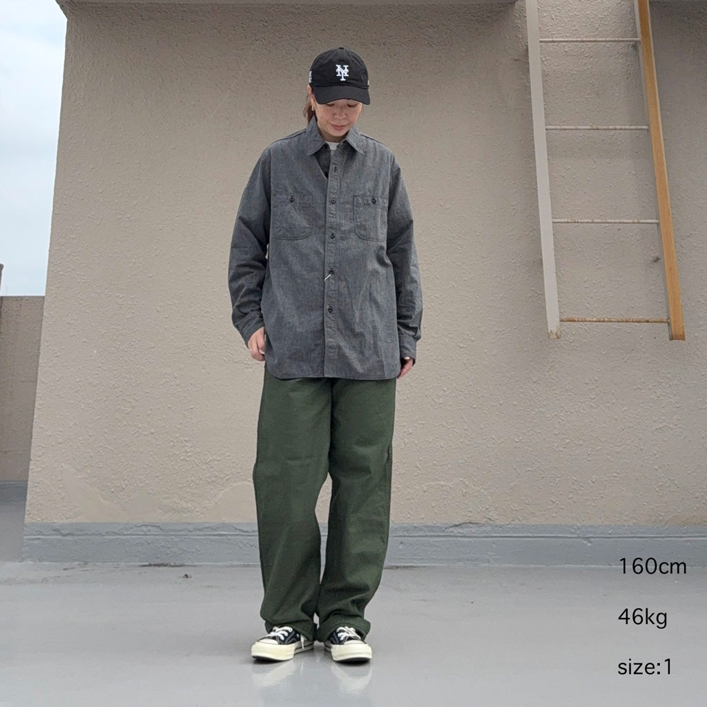 orSlow : RELAXED FIT CHAMBRAY SHIRT (GRAY) (01-8270-60)