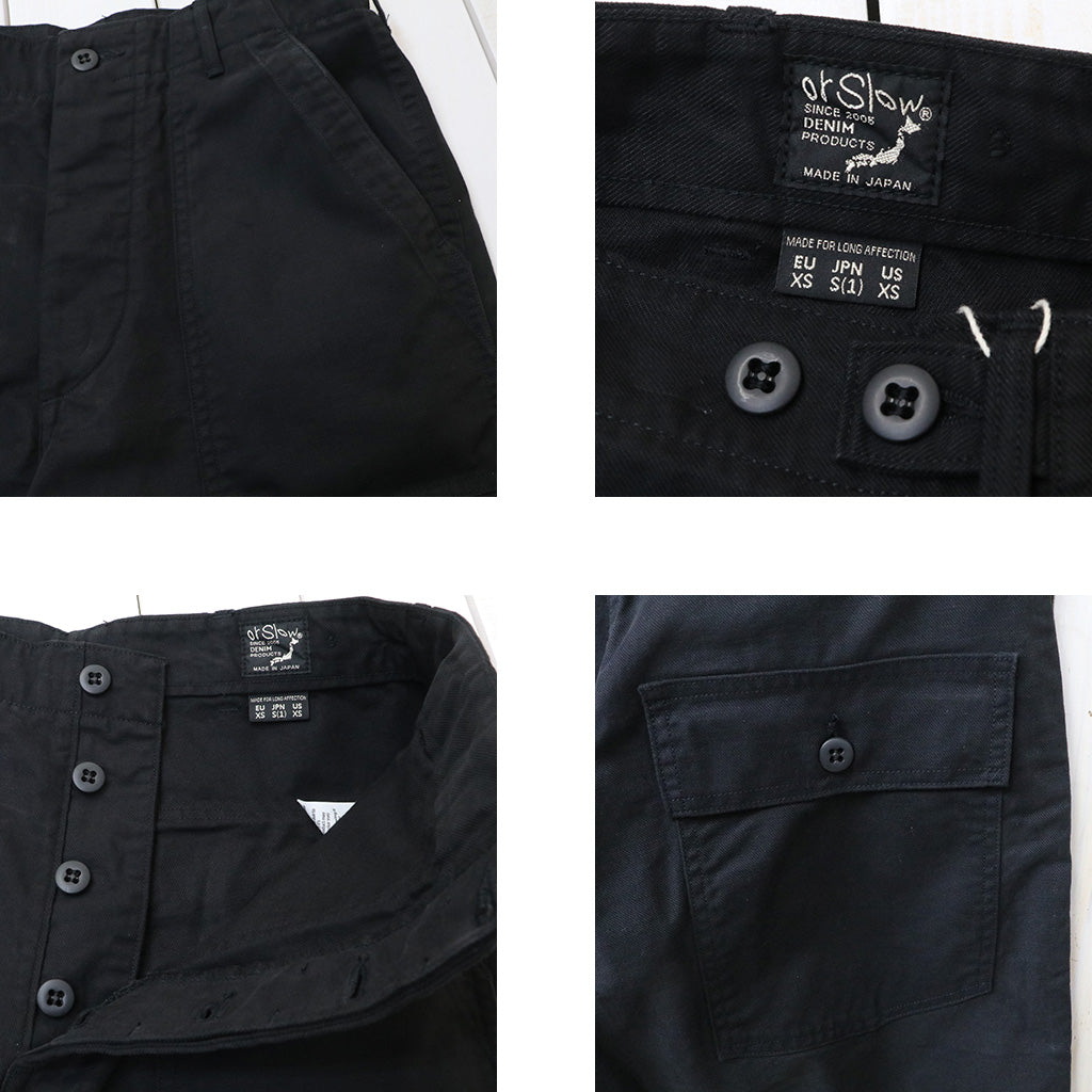 orSlow : BRUSHED SERGE FATIGUE PANTS (BLACK) (01-5002-B61)