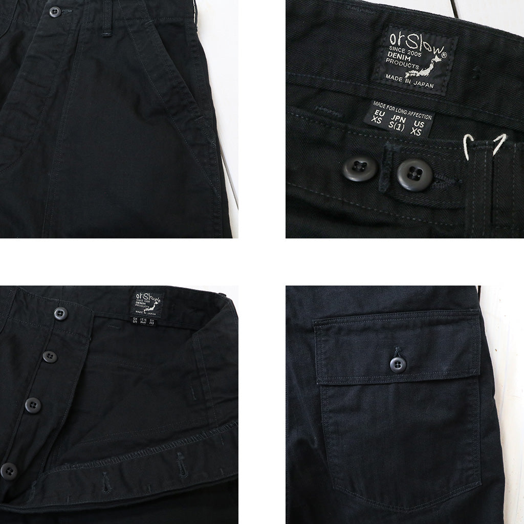 orSlow : HERRINGBONE VINTAGE FIT FATIGUE PANTS (BLACK) (03-V5002-61)