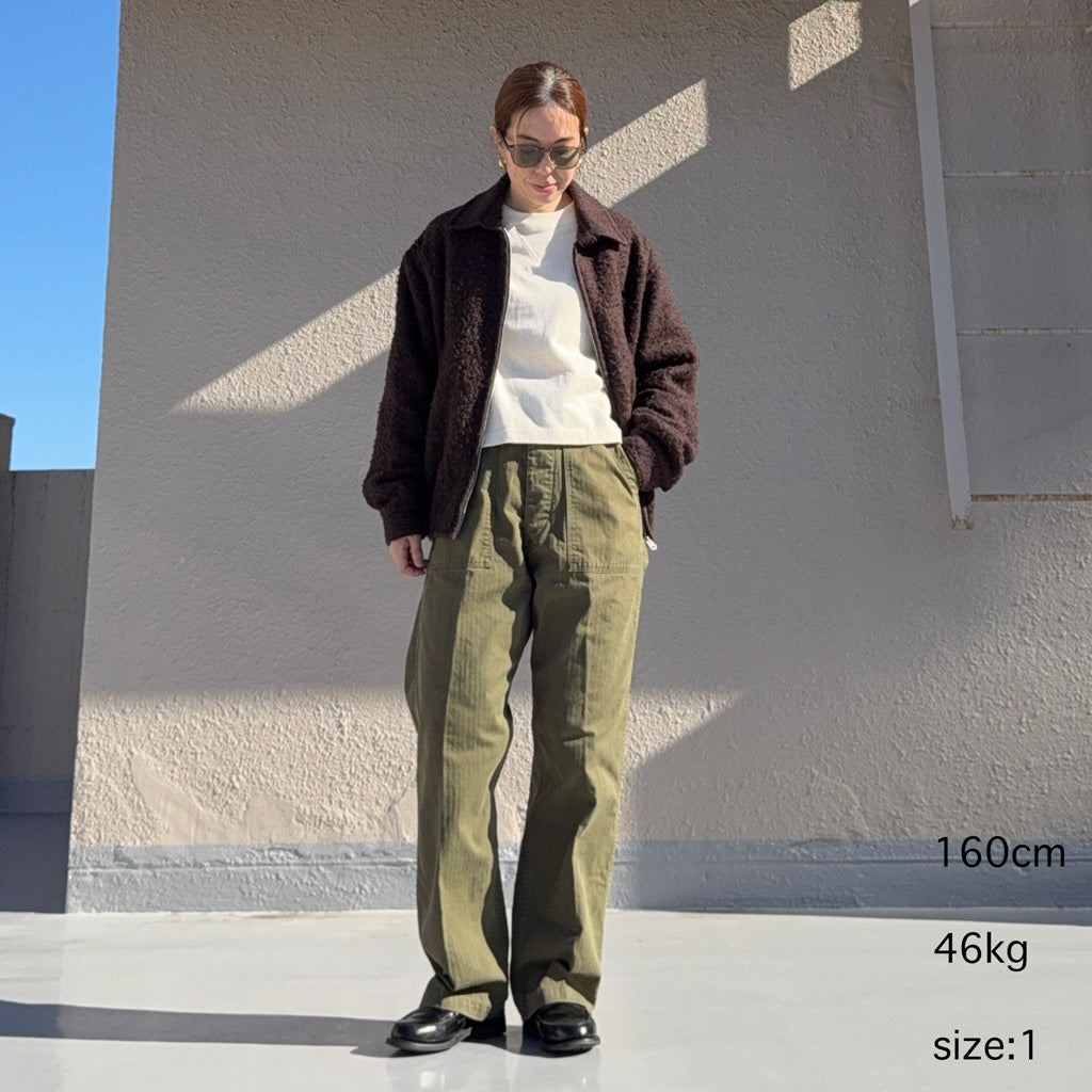 orSlow : HERRINGBONE VINTAGE FIT FATIGUE PANTS (ARMY GREEN) (03-V5002-76A)
