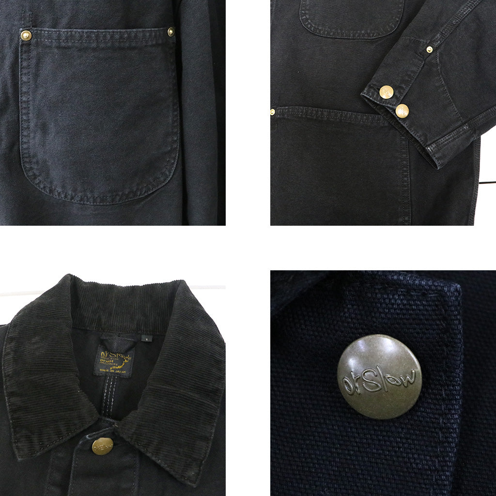 orSlow : RELAXED FIT OXFORD COVERALL (BLACK) (01-6034-61S)