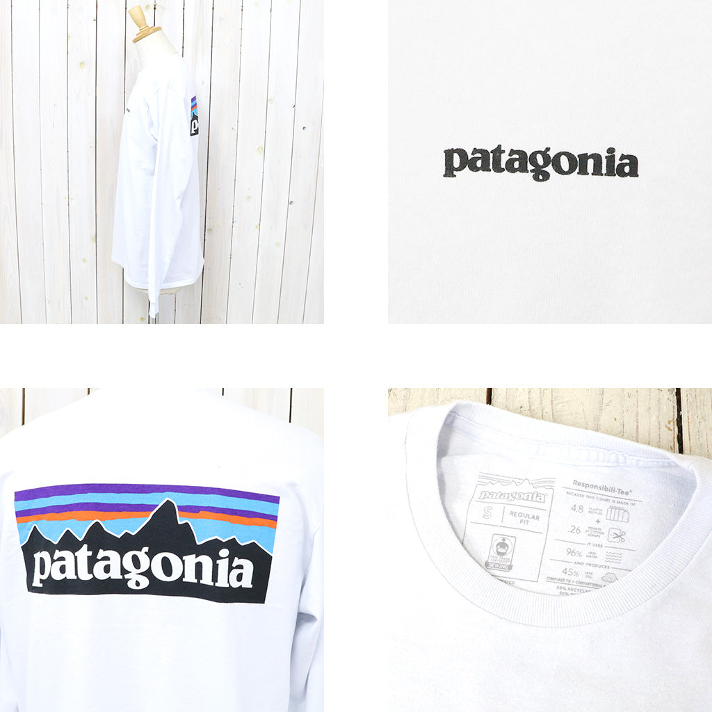 patagonia『M’s Logo-Sleeved P-6 Logo Responsibili-Tee』(White)