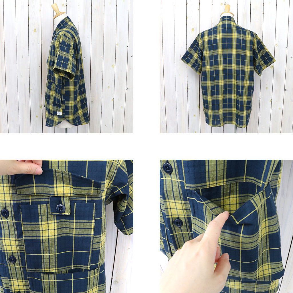 SASSAFRAS『DIGS CREW HALF 1/2(DOBBY TARTAN CHECK)』(NAVY)
