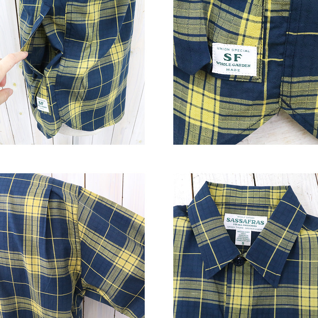 SASSAFRAS『DIGS CREW HALF 1/2(DOBBY TARTAN CHECK)』(NAVY)