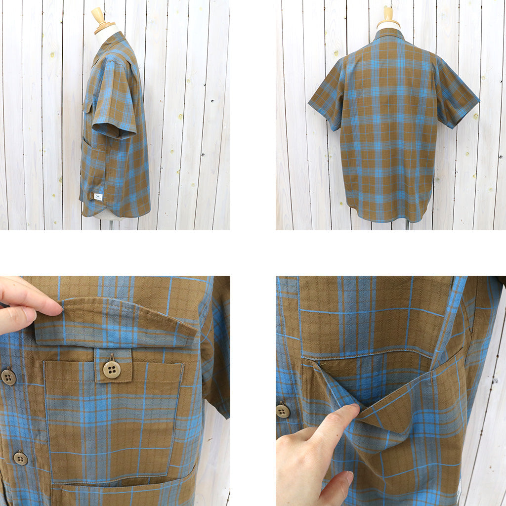 SASSAFRAS『DIGS CREW HALF 1/2(DOBBY TARTAN CHECK)』(BROWN)