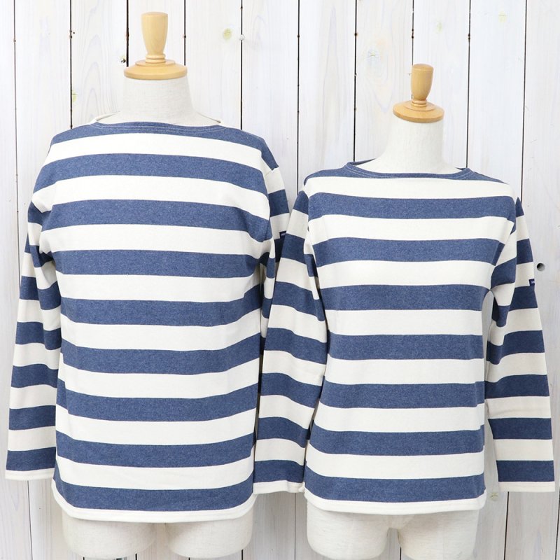 SAINT JAMES : OUESSANT-WIDEBORDER- (ECRU/INDIGO)