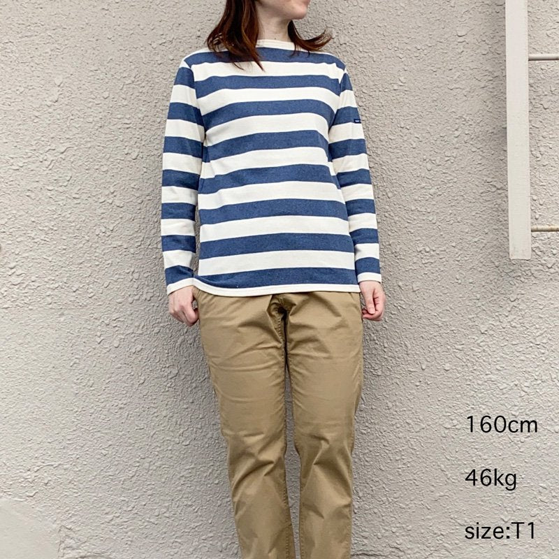 SAINT JAMES : OUESSANT-WIDEBORDER- (ECRU/INDIGO)