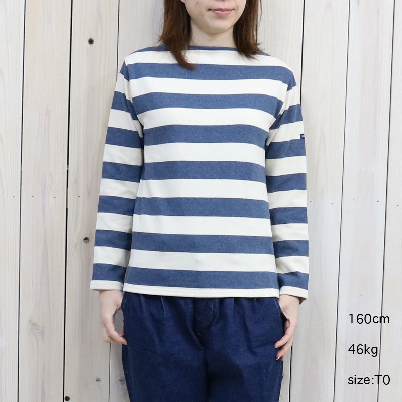 SAINT JAMES : OUESSANT-WIDEBORDER- (ECRU/INDIGO)