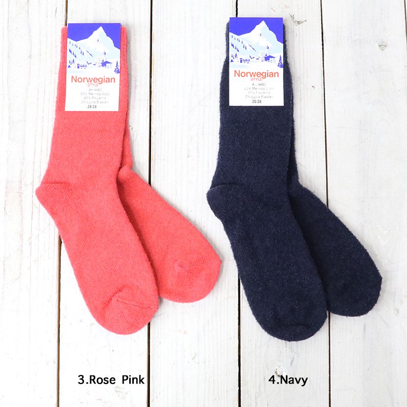 NORWEGIAN STYLE : WOOL RIB SOCKS#4480
