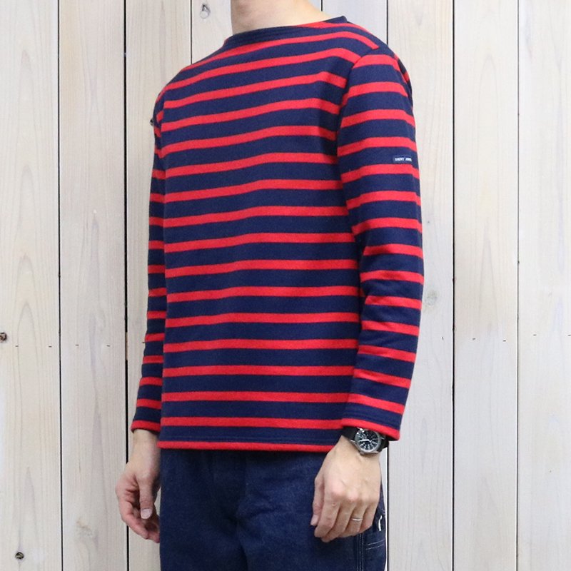 SAINT JAMES : OUESSANT SWEAT (NAVY/ROUGE)